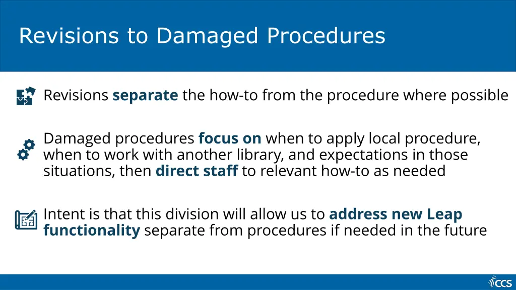 revisions to damaged procedures 1