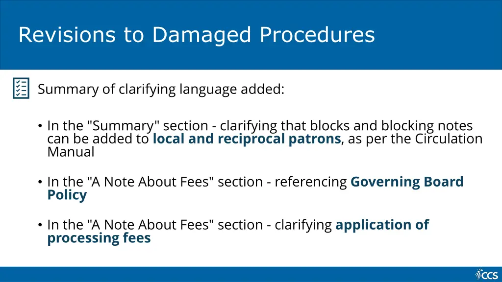 revisions to damaged procedures 2