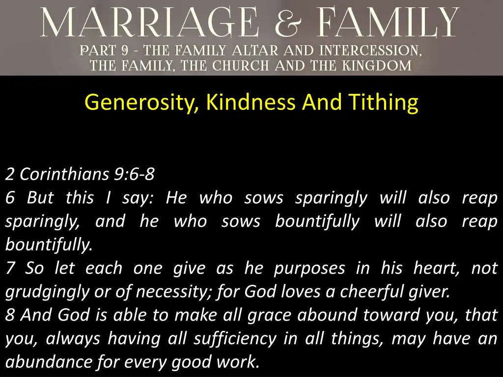 generosity kindness and tithing