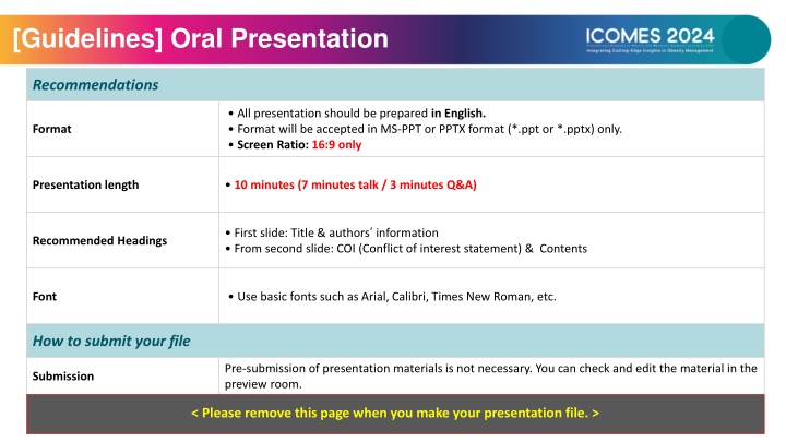 guidelines oral presentation