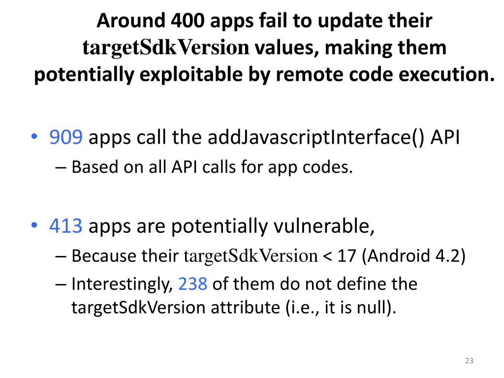 around 400 apps fail to update their