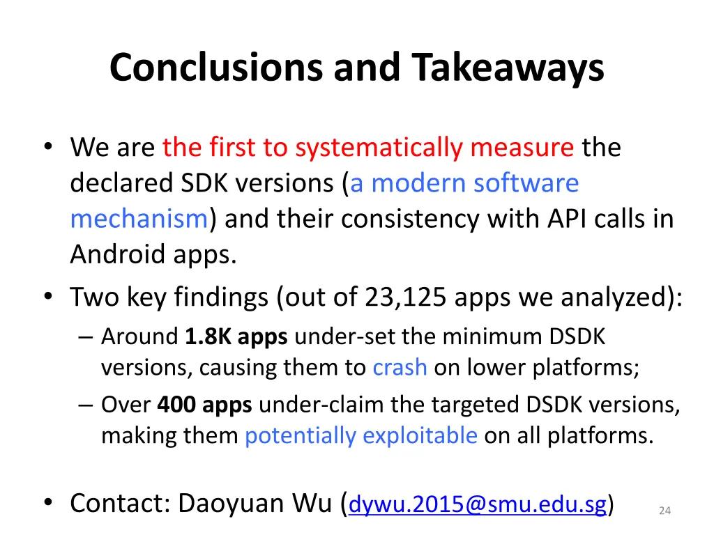 conclusions and takeaways