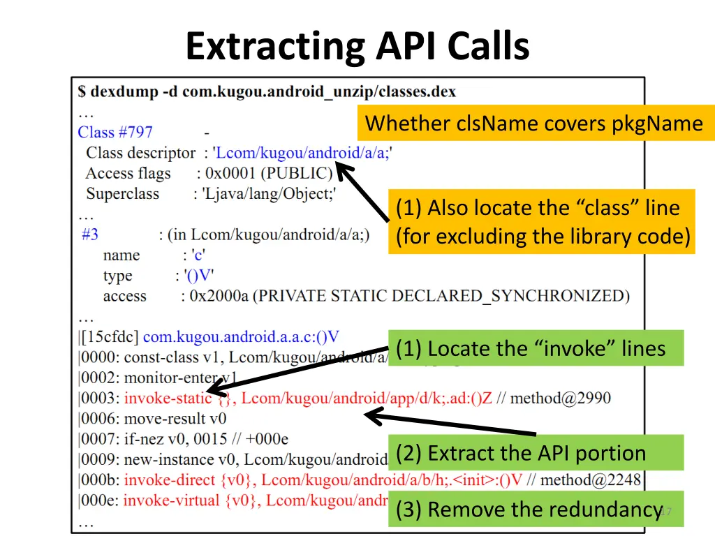 extracting api calls