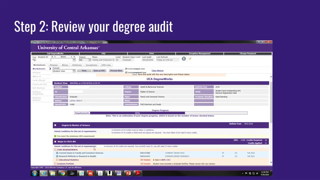 step 2 review your degree audit