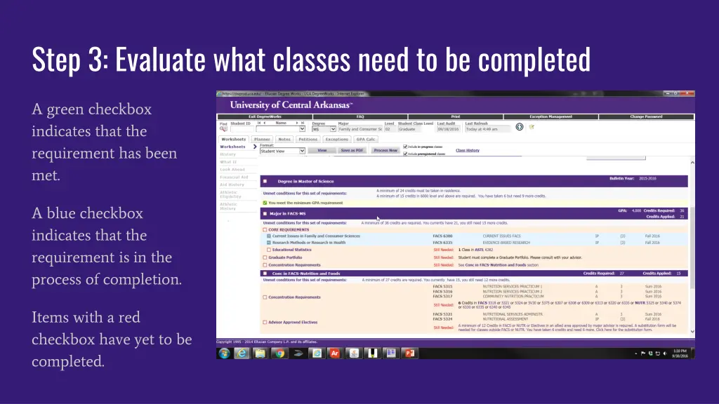 step 3 evaluate what classes need to be completed