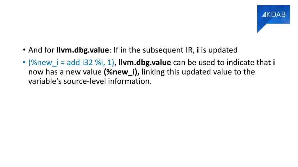 and for llvm dbg value if in the subsequent