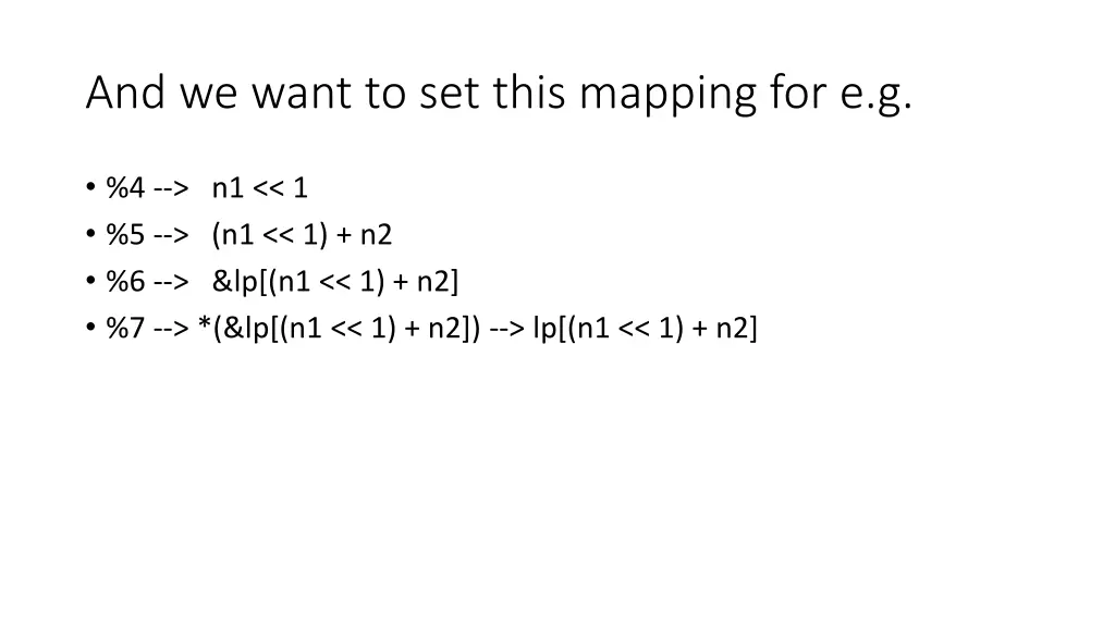 and we want to set this mapping for e g