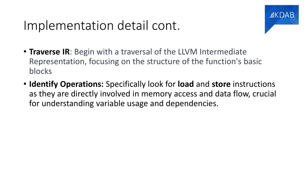 implementation detail cont 1