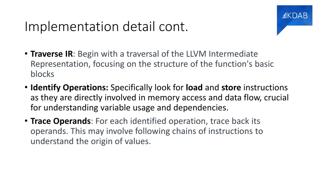 implementation detail cont 2