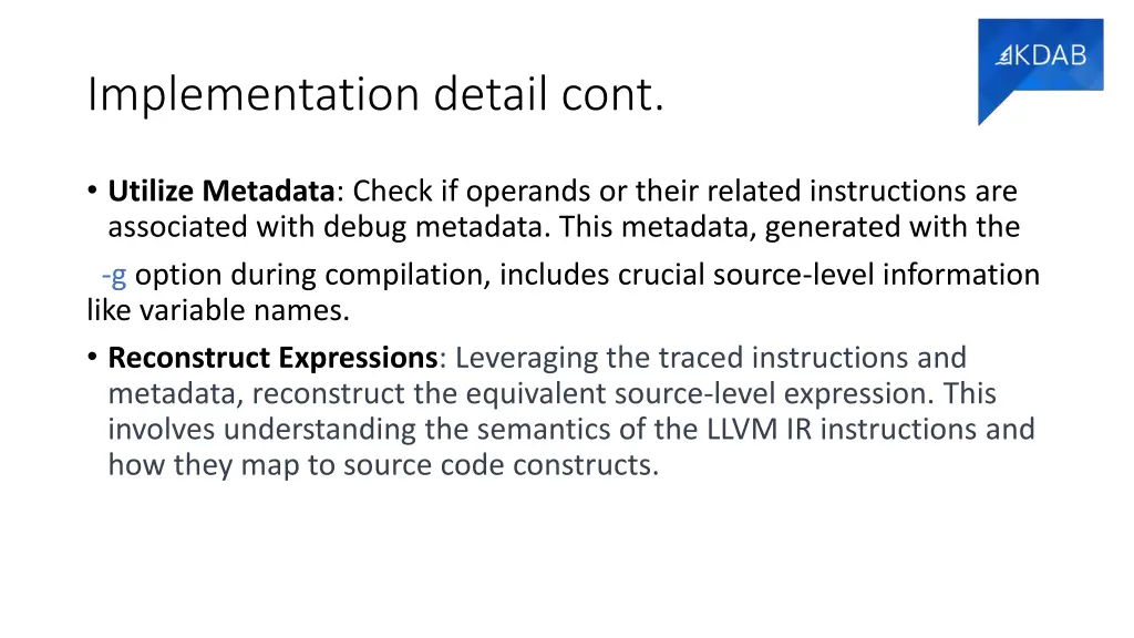 implementation detail cont 4