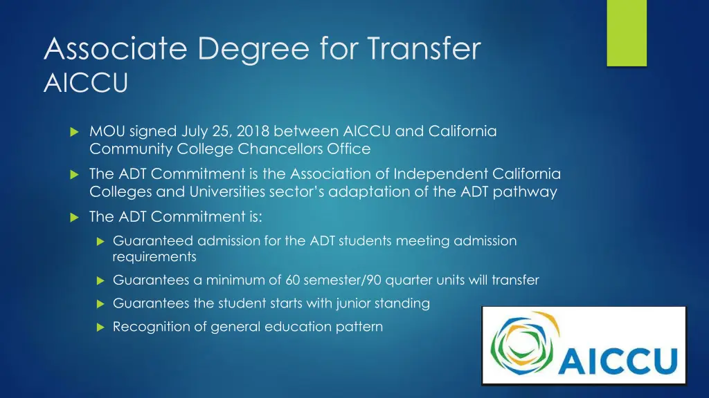 associate degree for transfer aiccu