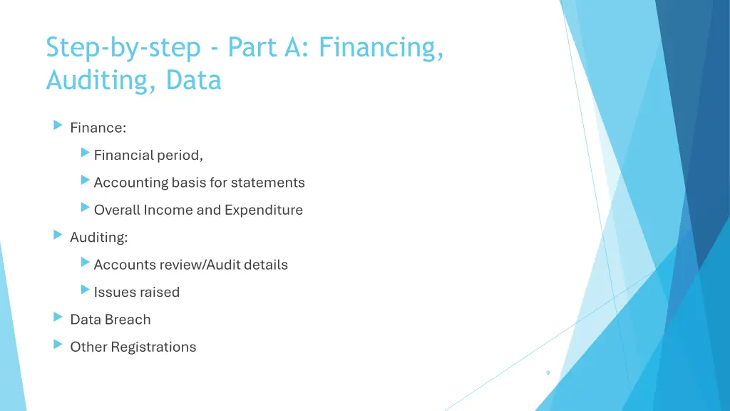 step by step part a financing auditing data