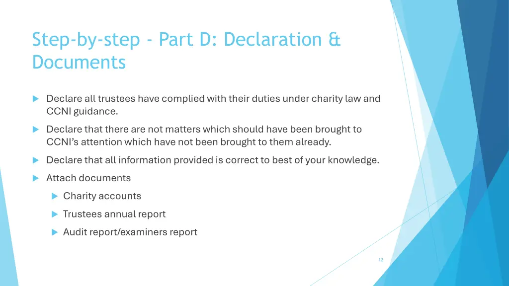 step by step part d declaration documents