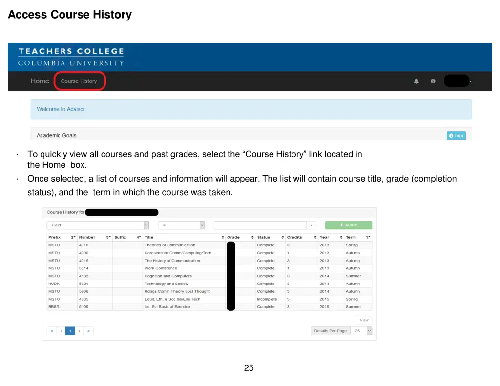 access course history