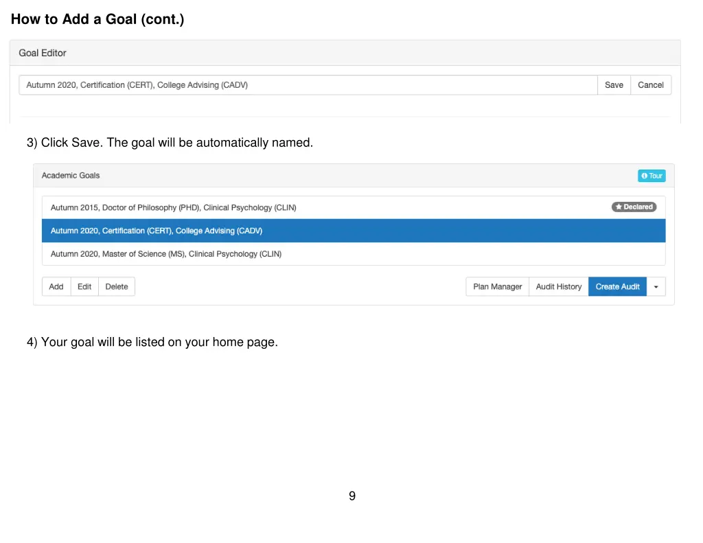 how to add a goal cont 1