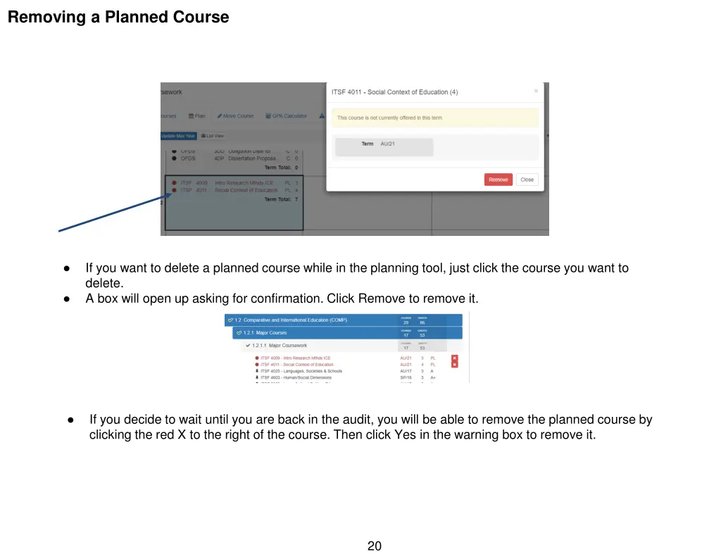 removing a planned course