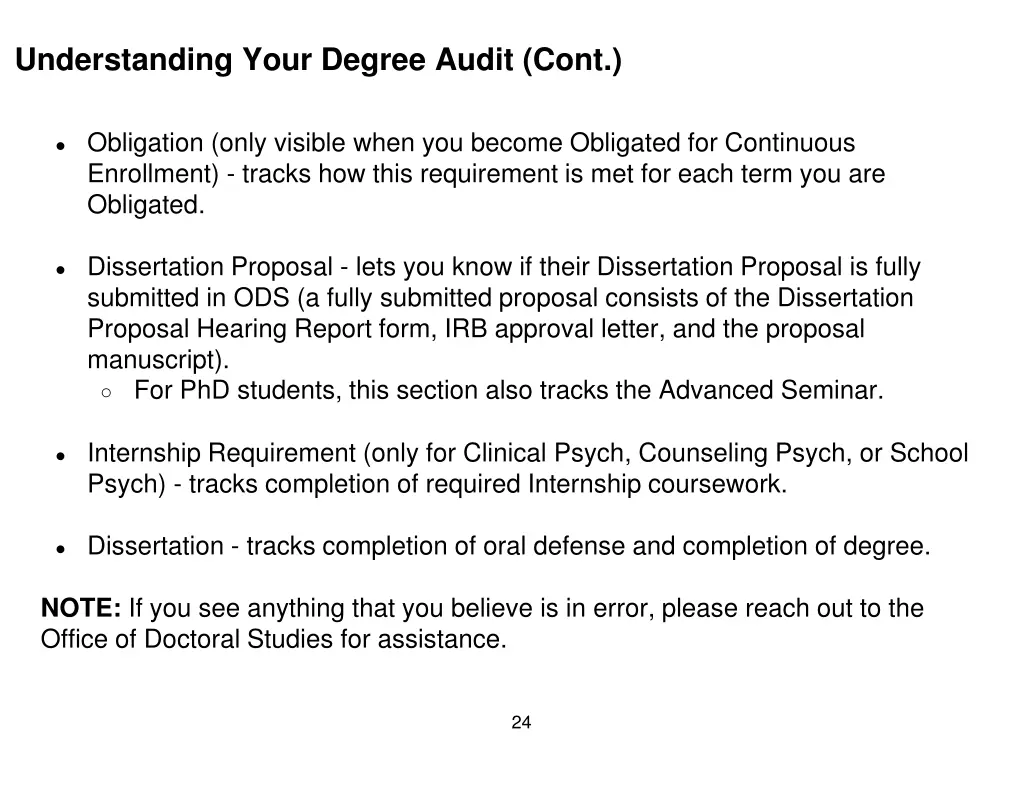 understanding your degree audit cont