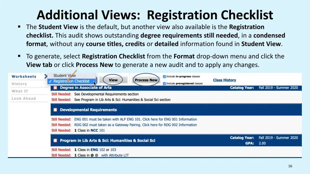 additional views registration checklist