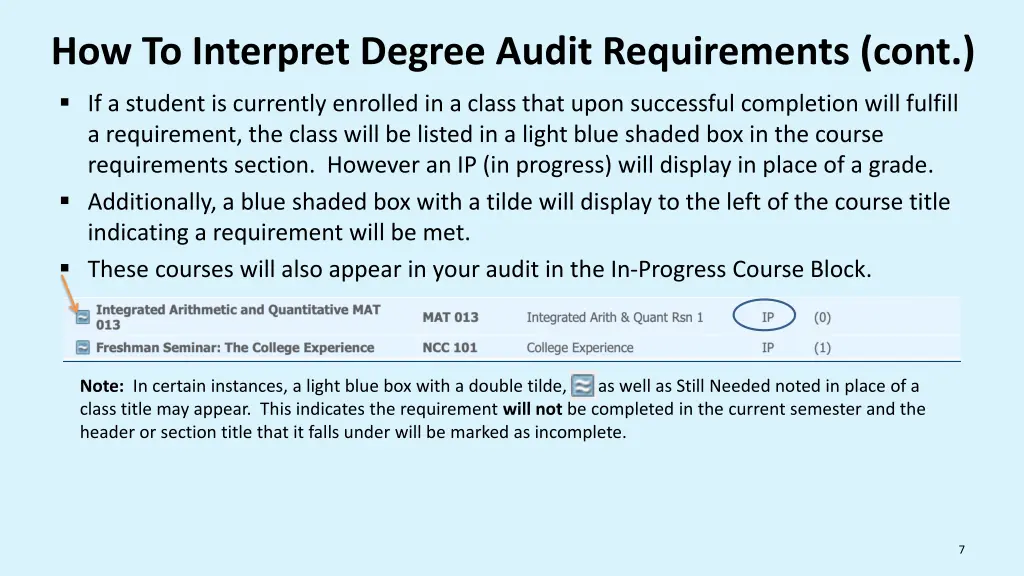 how to interpret degree audit requirements cont