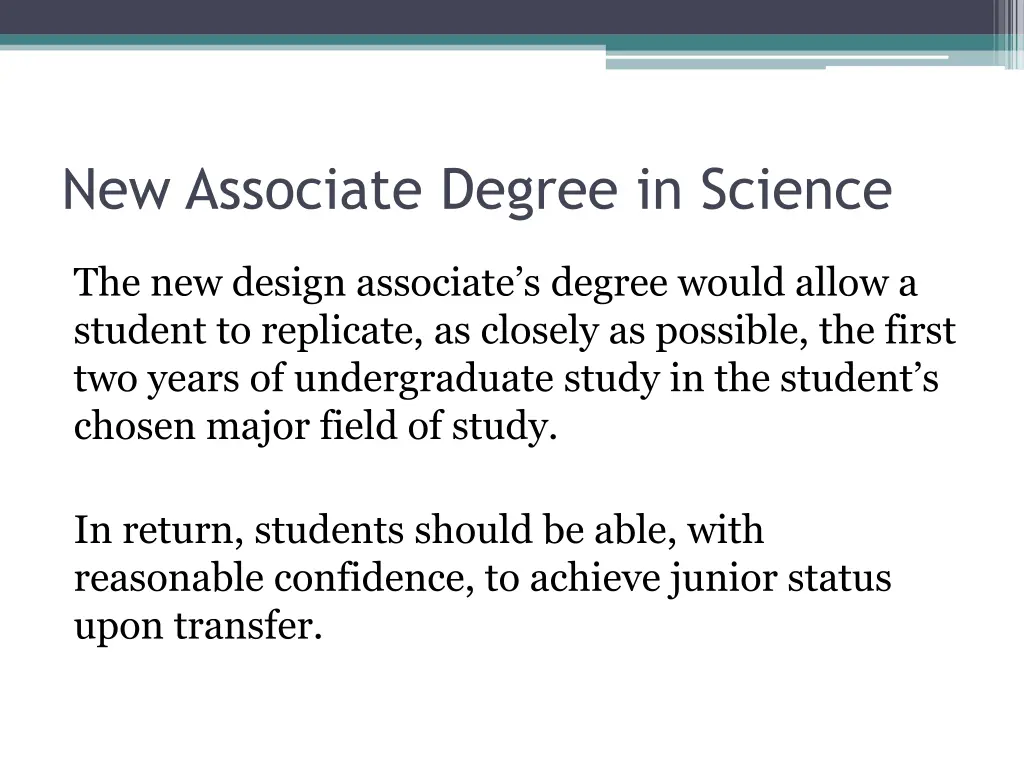 new associate degree in science