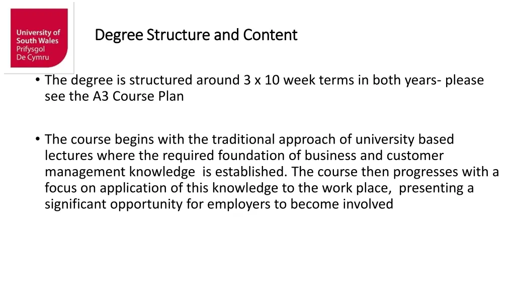 degree degreestructure and content structure