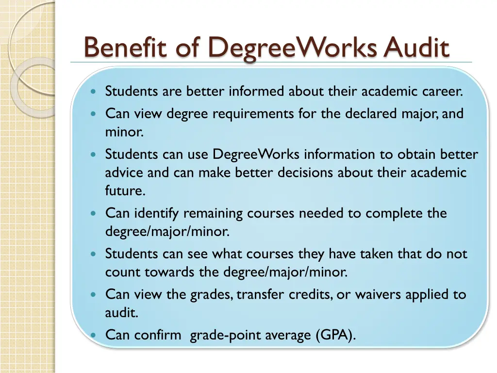 benefit of degreeworks audit