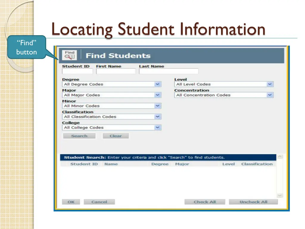 locating student information