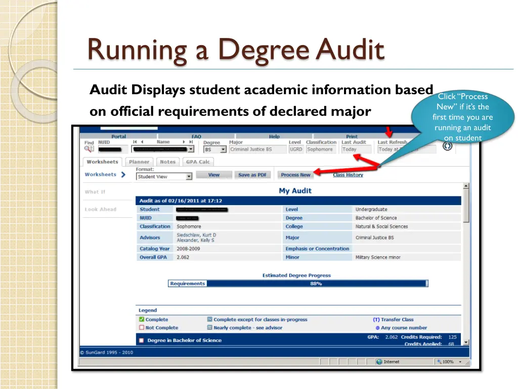 running a degree audit