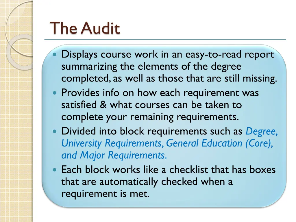 the audit