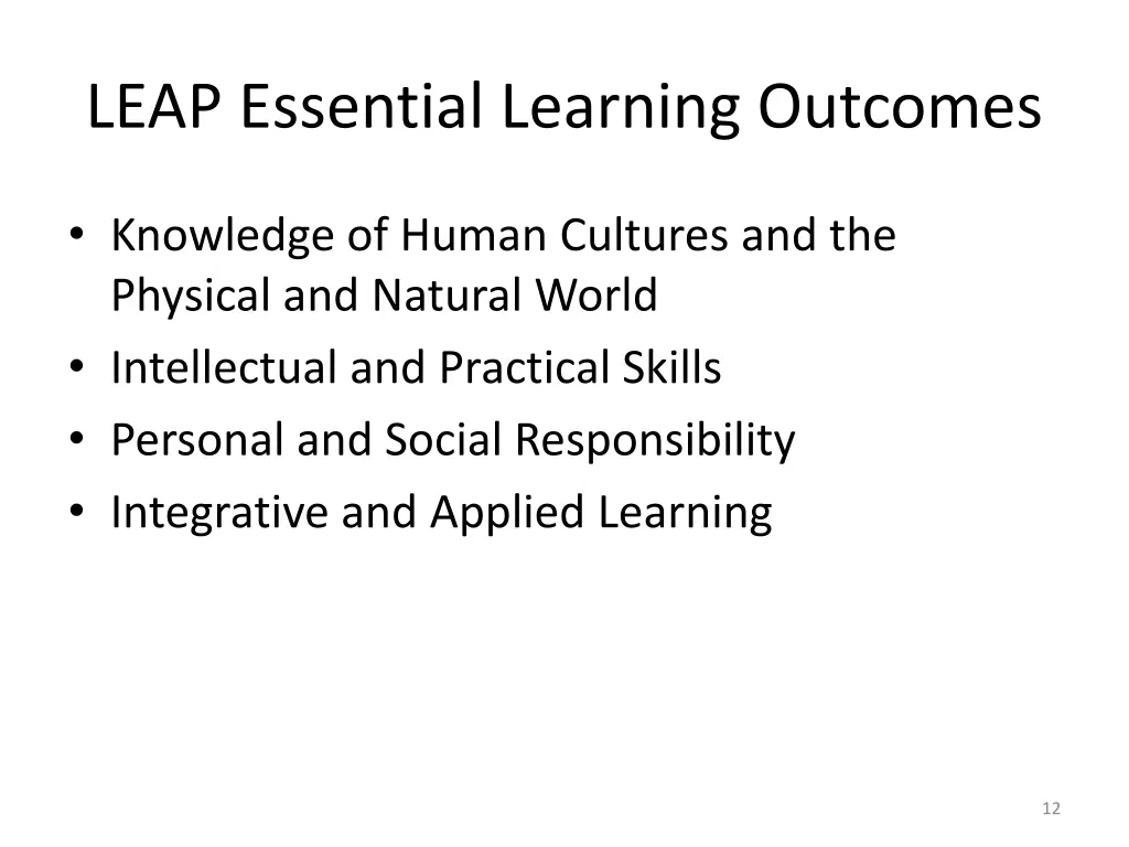 leap essential learning outcomes