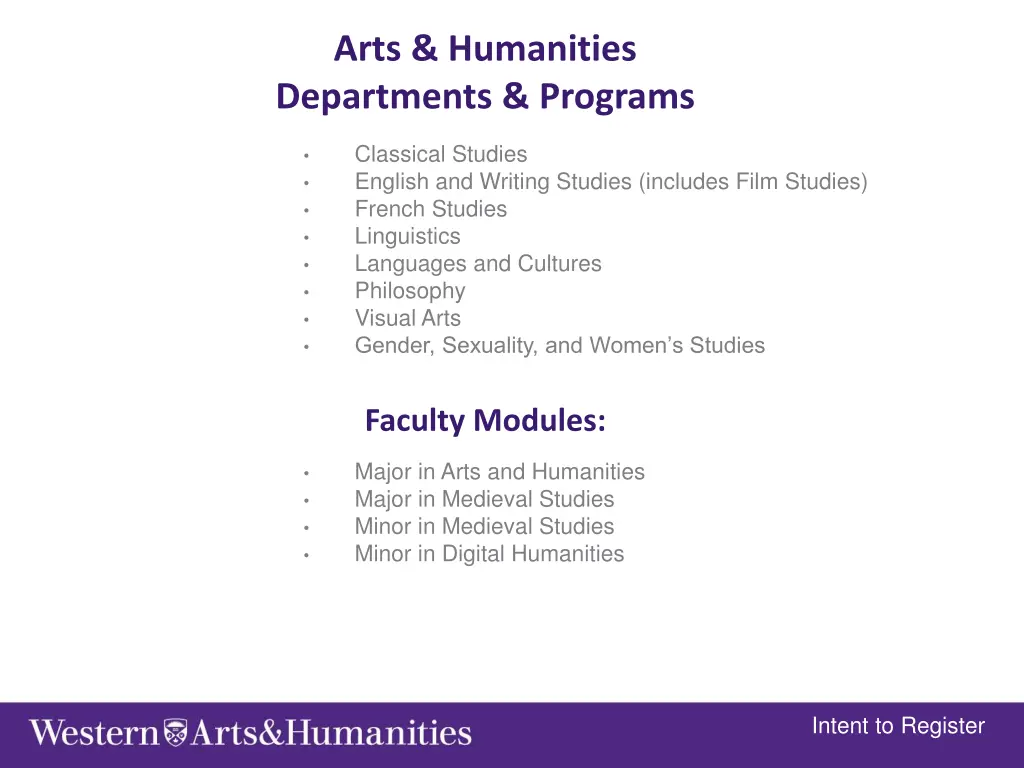 arts humanities departments programs