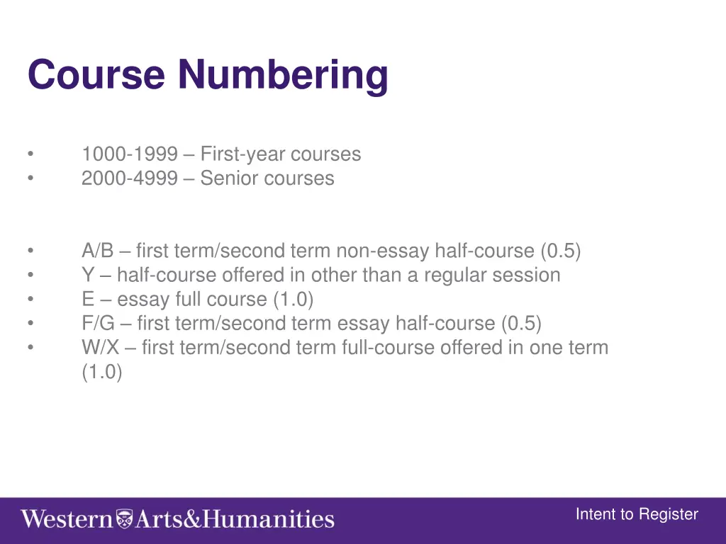 course numbering