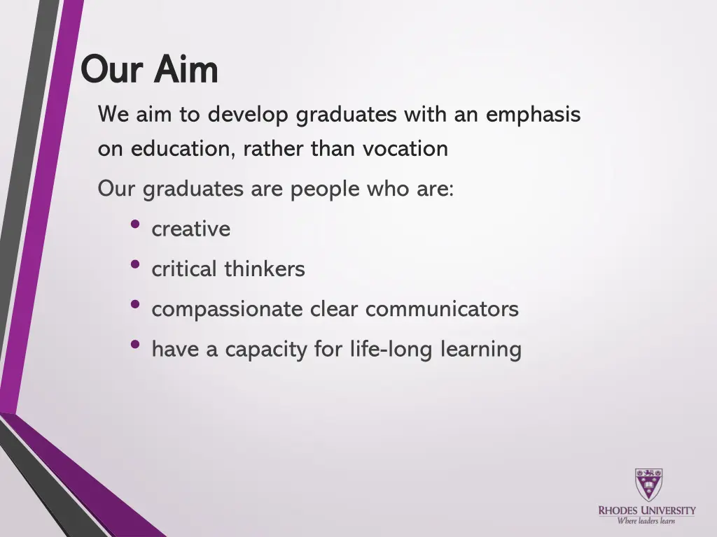 our aim our aim we aim to develop graduates with