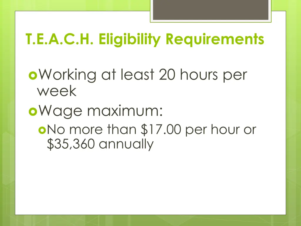 t e a c h eligibility requirements