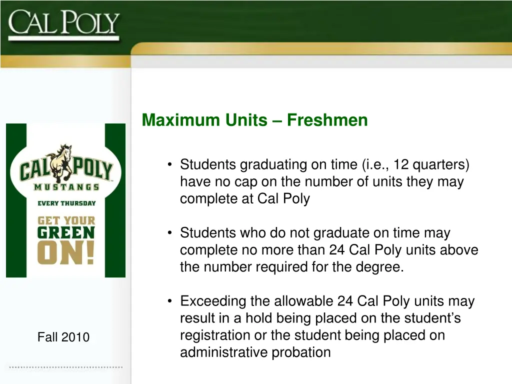 maximum units freshmen