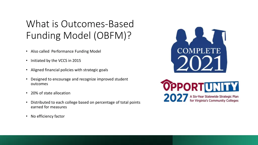 what is outcomes based funding model obfm