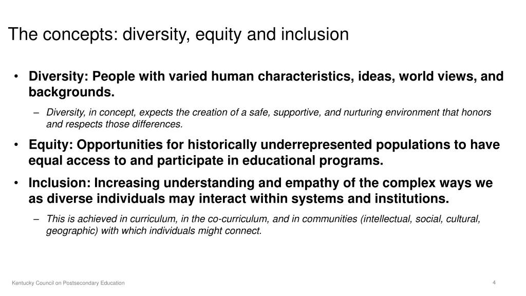 the concepts diversity equity and inclusion