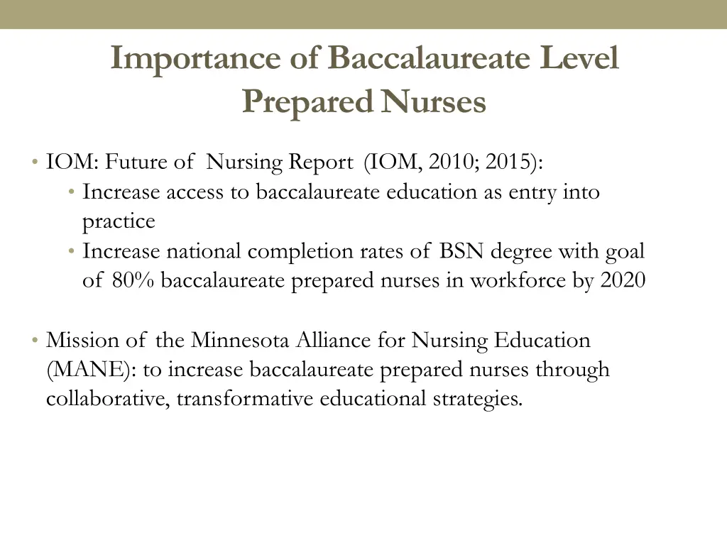 importance of baccalaureate level preparednurses