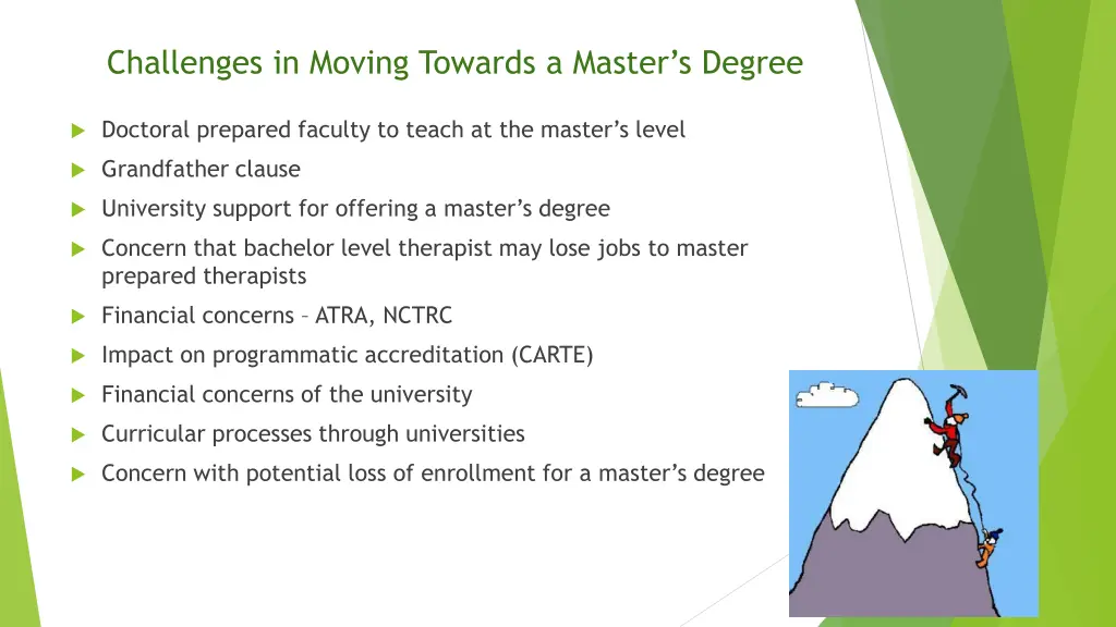 challenges in moving towards a master s degree