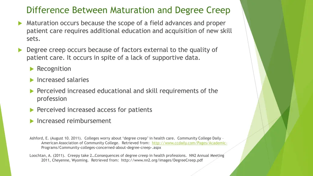 difference between maturation and degree creep