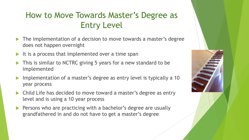 how to move towards master s degree as entry level