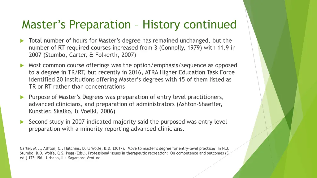 master s preparation history continued