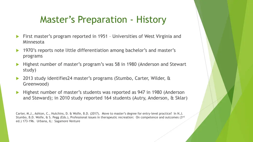 master s preparation history