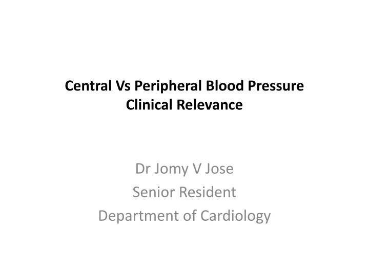 central vs peripheral blood pressure clinical