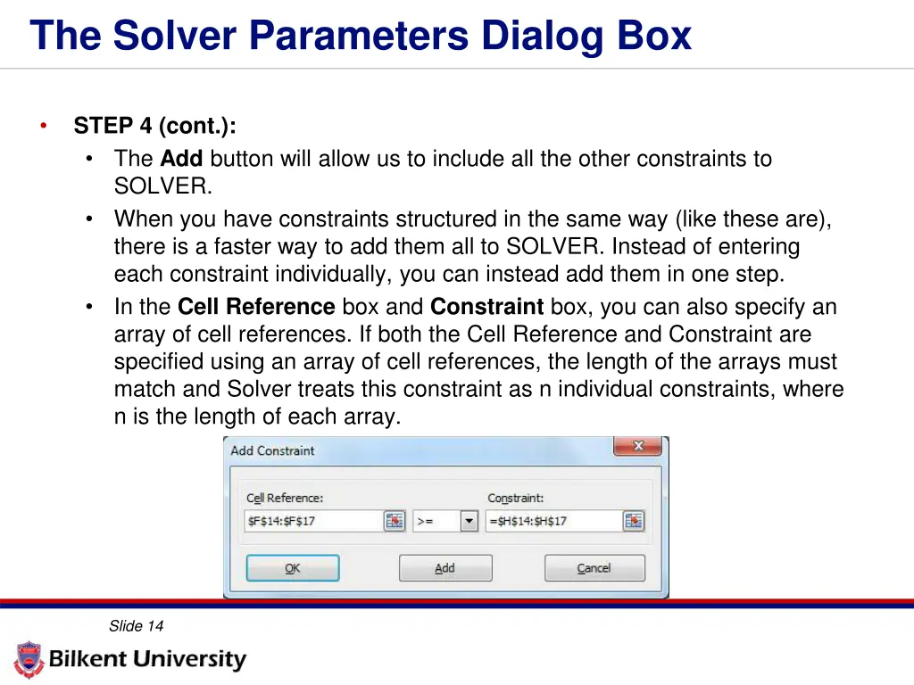 the solver parameters dialog box 4