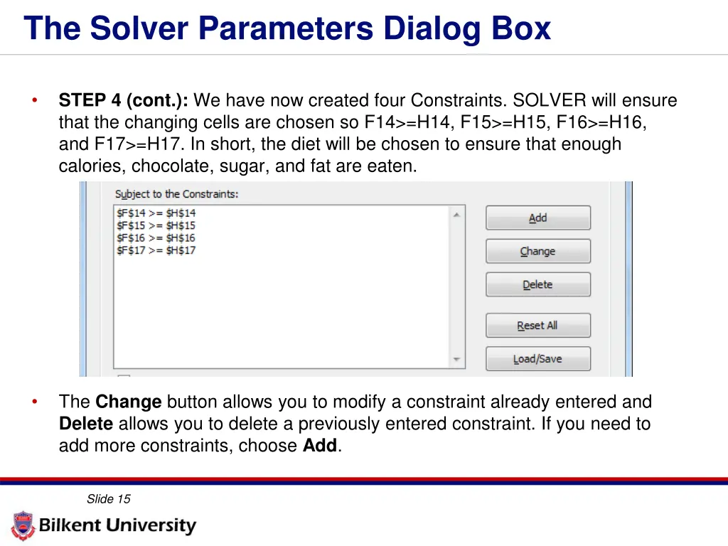 the solver parameters dialog box 5