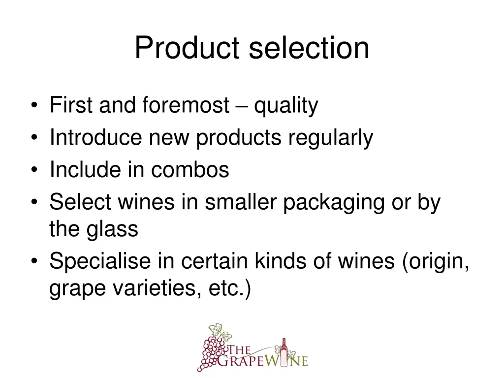 product selection