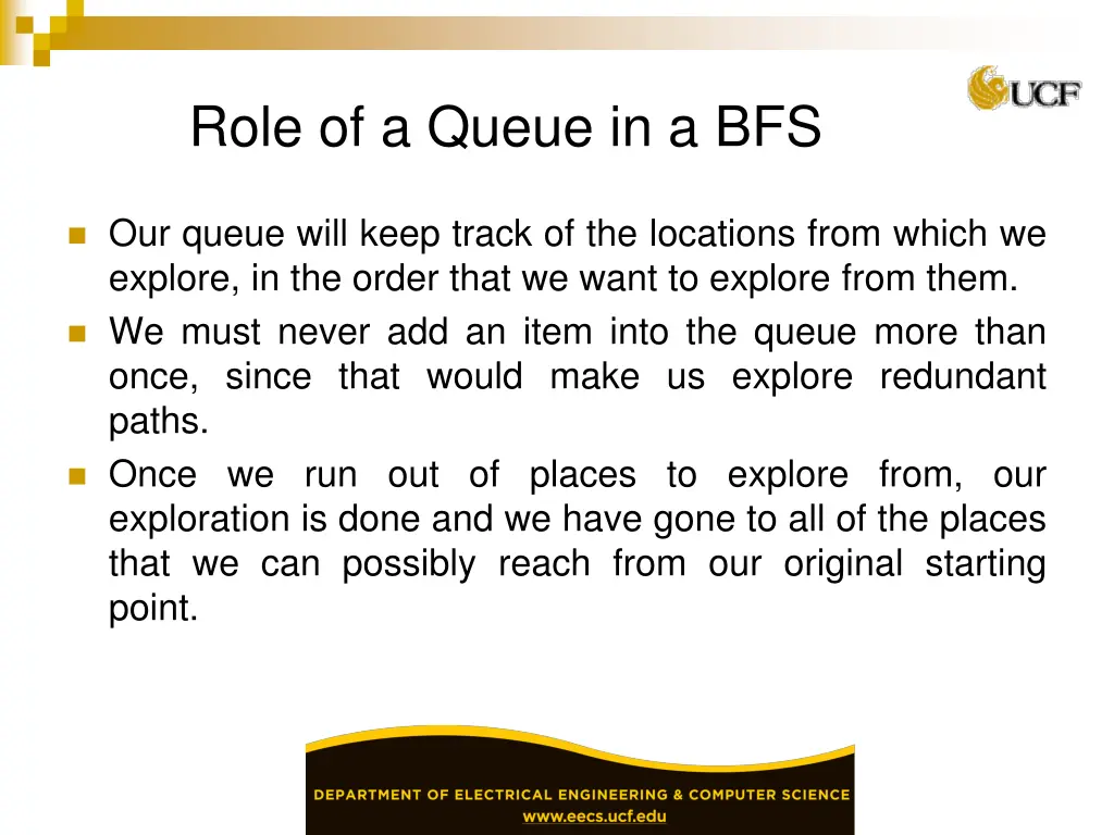 role of a queue in a bfs