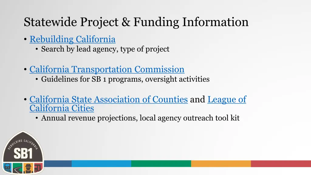 statewide project funding information