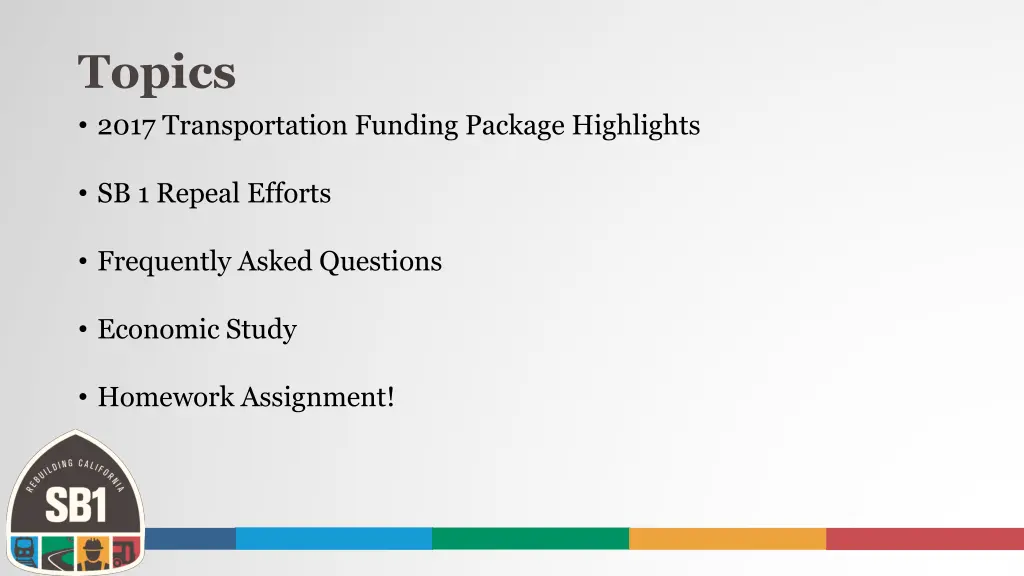 topics 2017 transportation funding package